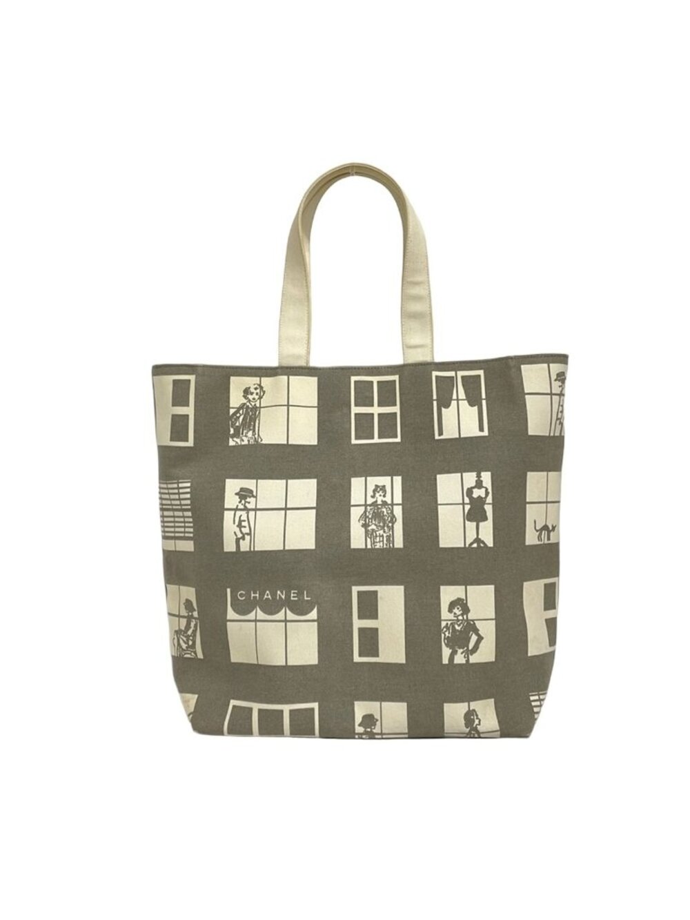 Chanel Tote Window Line Gray Ivory